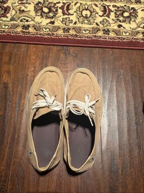 Vans Men's Tan Canvas Boat Shoes with White Laces